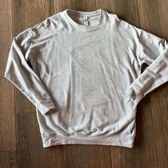 Athleta grey micro stripe pullover sweatshirt size small - Picture 2 of 7